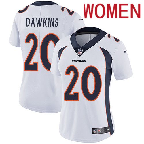 Women Denver Broncos #20 Brian Dawkins White Nike Vapor Limited NFL Jersey->women nfl jersey->Women Jersey